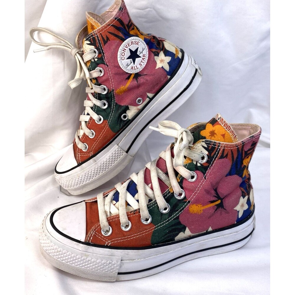 Converse All Star Chuck Taylor Hi-Top Women Size 5 Flower Floral Canvas Sneaker